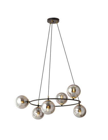 Lampa Wisząca Azura 6 - Nowoczesny Klosz z Dymionym Szkłem i Złotymi Akcentami do Eleganckich Wnętrz