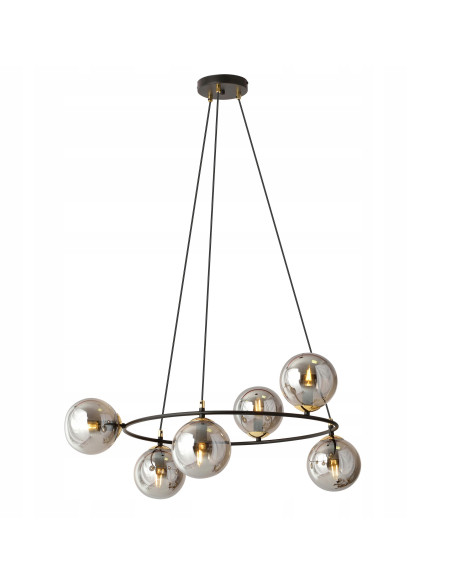 Lampa Wisząca Azura 6 - Nowoczesny Klosz z Dymionym Szkłem i Złotymi Akcentami do Eleganckich Wnętrz