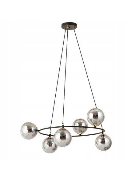 Lampa Wisząca Azura 6 - Nowoczesny Klosz z Dymionym Szkłem i Złotymi Akcentami do Eleganckich Wnętrz