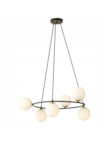 Lampa wisząca AZURA w czerni i złocie z białymi kloszami - nowoczesny design do eleganckiego wnętrza