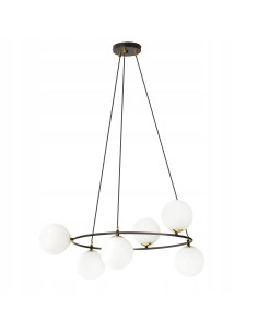 Lampa wisząca AZURA w czerni i złocie z białymi kloszami - nowoczesny design do eleganckiego wnętrza 2