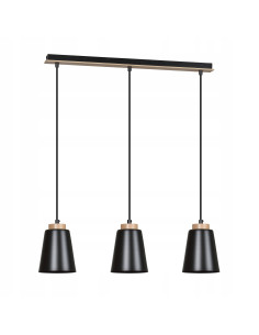 Lampa Wisząca BOLERO 3 BLACK w Stylu Skandynawskim z Regulacją Wysokości do Jadalni i Kuchni