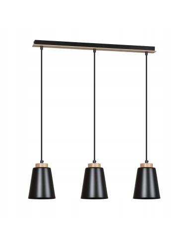 Lampa Wisząca BOLERO 3 BLACK w Stylu Skandynawskim z Regulacją Wysokości do Jadalni i Kuchni