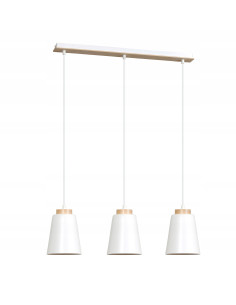 Lampa wisząca BOLERO 3 - elegancka, skandynawska lampa z metalowymi elementami i 3 punktami świetlnymi do wnętrz.