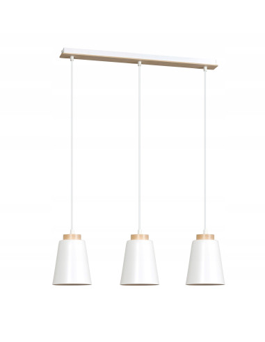 Lampa wisząca BOLERO 3 - elegancka, skandynawska lampa z metalowymi elementami i 3 punktami świetlnymi do wnętrz.