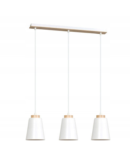 Lampa wisząca BOLERO 3 - elegancka, skandynawska lampa z metalowymi elementami i 3 punktami świetlnymi do wnętrz.