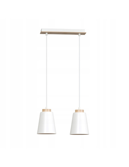 Lampa skandynawska BOLERO 2 - podwójne oświetlenie E27 do salonu, kuchni i biura z metalowymi kloszami