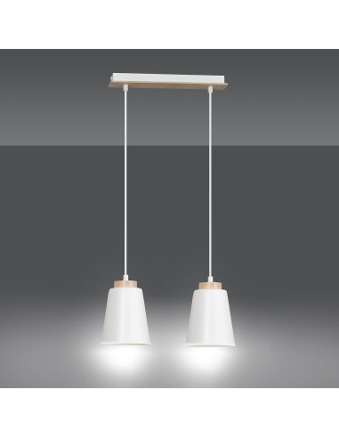 Lampa skandynawska BOLERO 2 - podwójne oświetlenie E27 do salonu, kuchni i biura z metalowymi kloszami