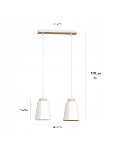 Lampa skandynawska BOLERO 2 - podwójne oświetlenie E27 do salonu, kuchni i biura z metalowymi kloszami