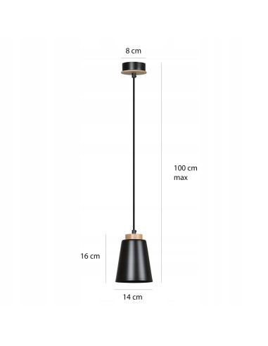 Lampa wisząca BOLERO w stylu Boho z drewnianymi akcentami - czarna, nowoczesna do salonu, sypialni i biura.