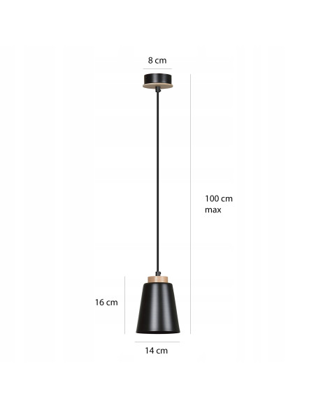 Lampa wisząca BOLERO w stylu Boho z drewnianymi akcentami - czarna, nowoczesna do salonu, sypialni i biura.