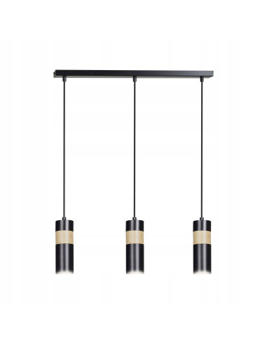 Loftowa lampa sufitowa AKARI 3 tuby w czerni i beżu – nowoczesne oświetlenie do kuchni i jadalni