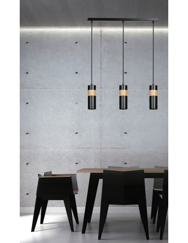 Loftowa lampa sufitowa AKARI 3 tuby w czerni i beżu – nowoczesne oświetlenie do kuchni i jadalni