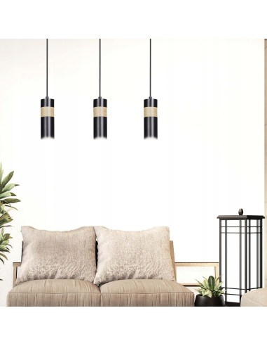 Loftowa lampa sufitowa AKARI 3 tuby w czerni i beżu – nowoczesne oświetlenie do kuchni i jadalni