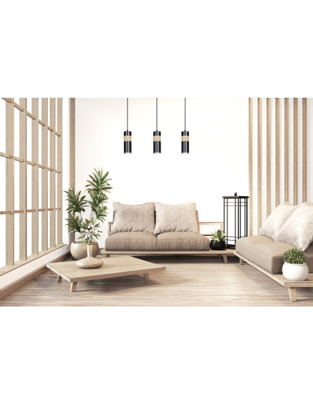 Loftowa lampa sufitowa AKARI 3 tuby w czerni i beżu – nowoczesne oświetlenie do kuchni i jadalni