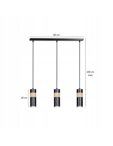 Loftowa lampa sufitowa AKARI 3 tuby w czerni i beżu – nowoczesne oświetlenie do kuchni i jadalni
