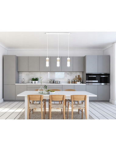 Lampa Wisząca TRAKER z 3 Tubami, Biała - Skandynawskie Oświetlenie do Kuchni i Wnętrz Nowoczesnych