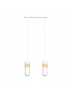 Lampa wisząca Akari 2 w stylu loftowym z drewnianymi akcentami - biała, 2 punkty świetlne, idealna do nowoczesnych wnętrz 2