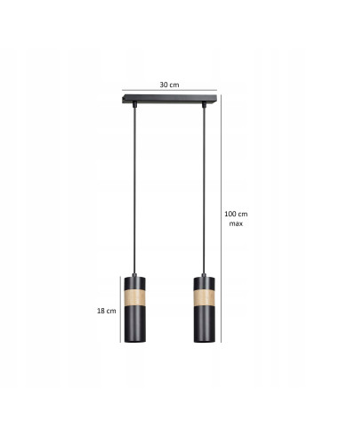 Lampa wisząca Akari 2 w stylu loftowym z drewnianymi akcentami - biała, 2 punkty świetlne, idealna do nowoczesnych wnętrz