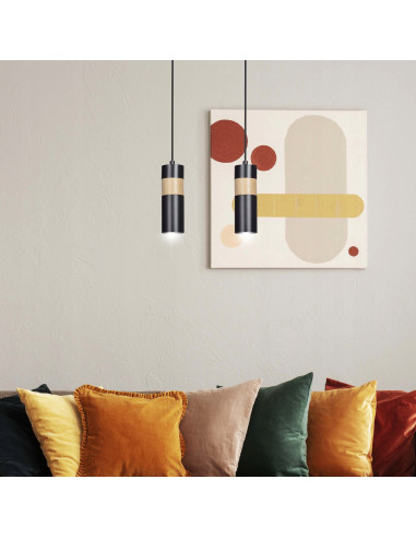 Nowoczesna lampa sufitowa AKARI 2 w kolorze czarnym - stylowe oświetlenie do loftowej jadalni i kuchni.