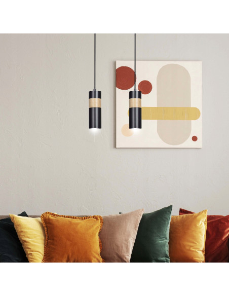 Nowoczesna lampa sufitowa AKARI 2 w kolorze czarnym - stylowe oświetlenie do loftowej jadalni i kuchni.