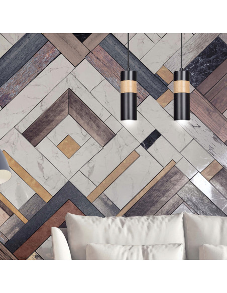 Nowoczesna lampa sufitowa AKARI 2 w kolorze czarnym - stylowe oświetlenie do loftowej jadalni i kuchni.