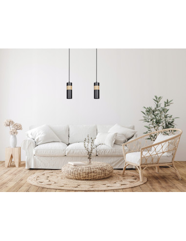 Nowoczesna lampa sufitowa AKARI 2 w kolorze czarnym - stylowe oświetlenie do loftowej jadalni i kuchni.