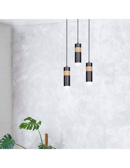 Lampa sufitowa skandynawska AKARI 1 czarna z LED – nowoczesne oświetlenie do kuchni i jadalni