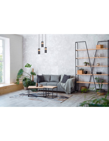 Lampa sufitowa skandynawska AKARI 1 czarna z LED – nowoczesne oświetlenie do kuchni i jadalni