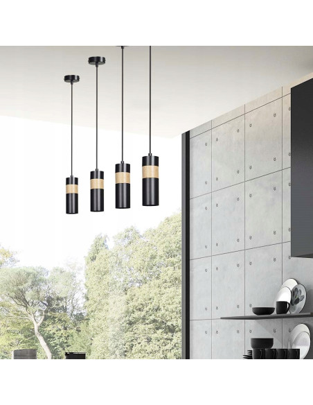 Lampa sufitowa skandynawska AKARI 1 czarna z LED – nowoczesne oświetlenie do kuchni i jadalni