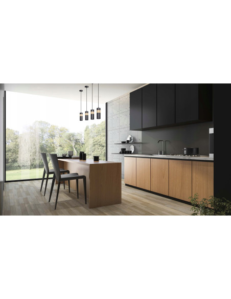 Lampa sufitowa skandynawska AKARI 1 czarna z LED – nowoczesne oświetlenie do kuchni i jadalni