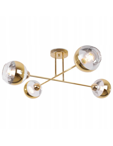 Lampa sufitowa Asturia 4 w złocie - elegancki plafon glamour do nowoczesnych wnętrz i stylowych aranżacji