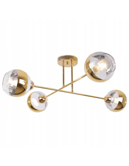 Lampa sufitowa Asturia 4 w złocie - elegancki plafon glamour do nowoczesnych wnętrz i stylowych aranżacji