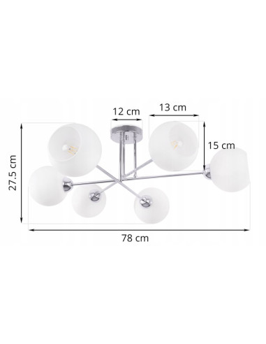 Lampa sufitowa ASTURIA 6 - nowoczesny design z matowymi kloszami, idealna do eleganckich wnętrz i różnych pomieszczeń.