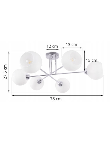 Lampa sufitowa ASTURIA 6 - nowoczesny design z matowymi kloszami, idealna do eleganckich wnętrz i różnych pomieszczeń.