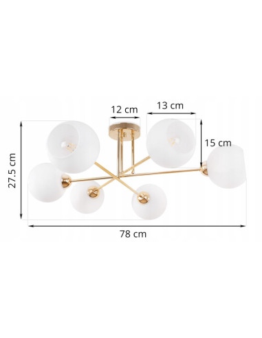 Lampa sufitowa Asturia Glamour z 6 kloszami – elegancka, nowoczesna dekoracja do salonu i jadalni