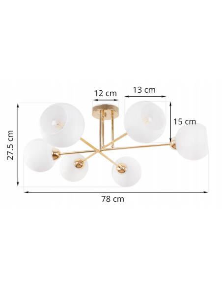 Lampa sufitowa Asturia Glamour z 6 kloszami – elegancka, nowoczesna dekoracja do salonu i jadalni