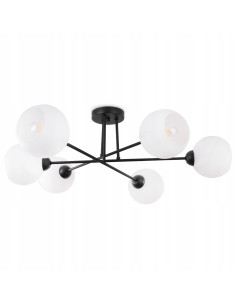 Nowoczesna lampa sufitowa ASTURIA z 6 kloszami w czerni - elegancki plafon do wnętrz skandynawskich i glamour