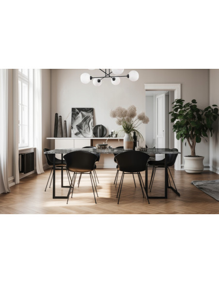 Nowoczesna lampa sufitowa ASTURIA z 6 kloszami w czerni - elegancki plafon do wnętrz skandynawskich i glamour