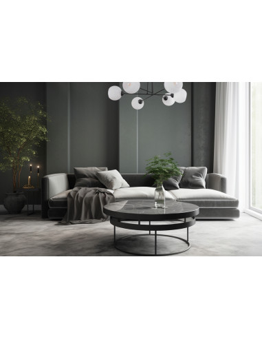 Nowoczesna lampa sufitowa ASTURIA z 6 kloszami w czerni - elegancki plafon do wnętrz skandynawskich i glamour