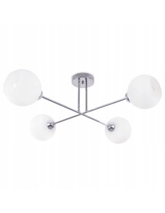 Plafon Asturia z chromem i 4 mlecznymi kloszami – nowoczesne oświetlenie do kuchni i jadalni