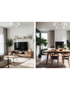 Plafon Asturia z chromem i 4 mlecznymi kloszami – nowoczesne oświetlenie do kuchni i jadalni 2