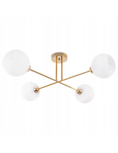 Plafon złoty ASTURIA z 4 kloszami - elegancka lampa sufitowa do salonu, sypialni i biura w nowoczesnym stylu