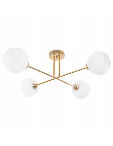 Plafon złoty ASTURIA z 4 kloszami - elegancka lampa sufitowa do salonu, sypialni i biura w nowoczesnym stylu