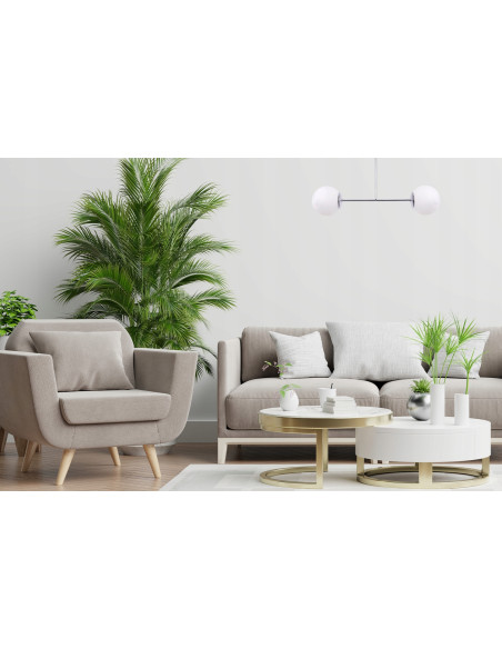 Chromowany plafon SIENA z matowymi kloszami – nowoczesna lampa sufitowa do salonu, sypialni i biura.