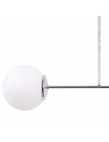 Chromowany plafon SIENA z matowymi kloszami – nowoczesna lampa sufitowa do salonu, sypialni i biura.