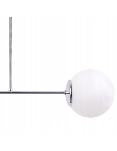 Chromowany plafon SIENA z matowymi kloszami – nowoczesna lampa sufitowa do salonu, sypialni i biura.