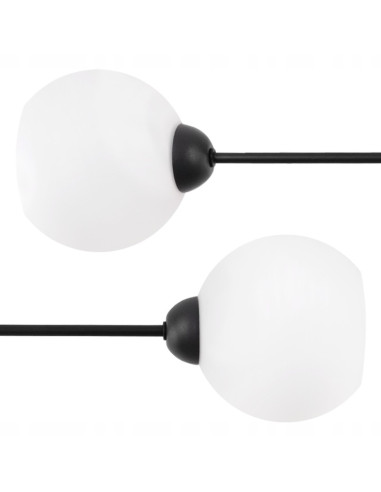 Plafon sufitowy ASTURIA z 2 białymi kloszami w eleganckim czarnym wykończeniu - stylowe oświetlenie do każdego wnętrza