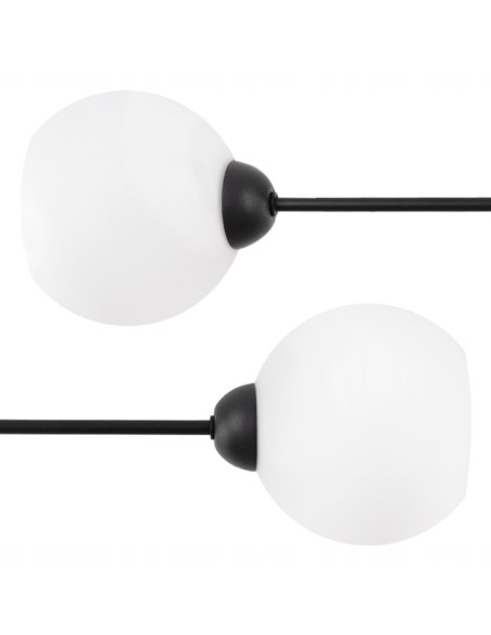Plafon sufitowy ASTURIA z 2 białymi kloszami w eleganckim czarnym wykończeniu - stylowe oświetlenie do każdego wnętrza