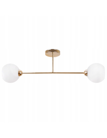 Lampa sufitowa Asturia 2 - Stylowa złota lampa z białymi kloszami do nowoczesnych wnętrz i eleganckich aranżacji.